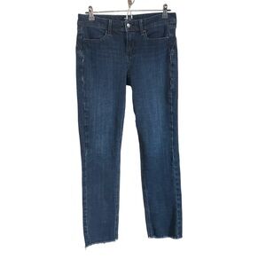 SOLD NYDJ Curves 360 Boost Dark Indigo Blue Crop Skinny Jean Raw Hem Size 6